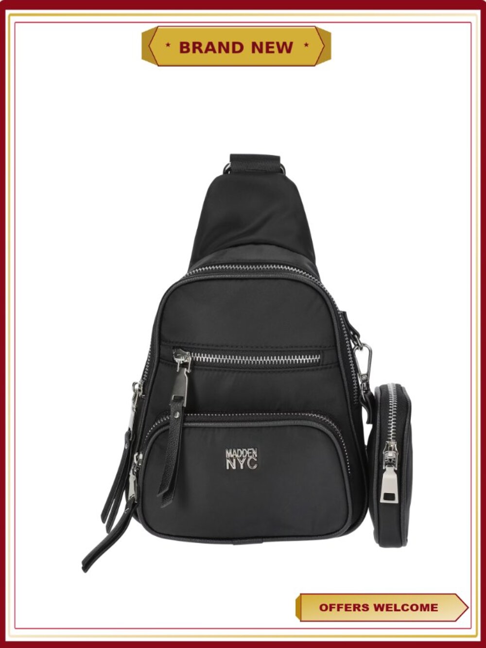 Nylon Sling Bag Crossbody Adjustable Strap Hands-Free